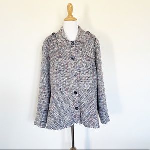 Chico's Blue  Boucle Blazer with peplum hem